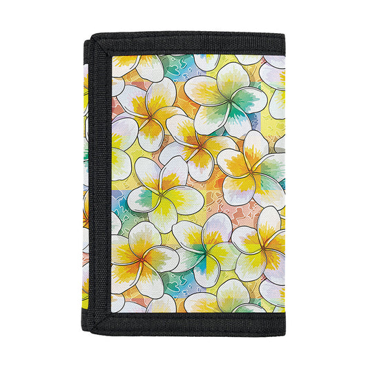 Colorful Frangipani Pattern Print Trifold Wallet