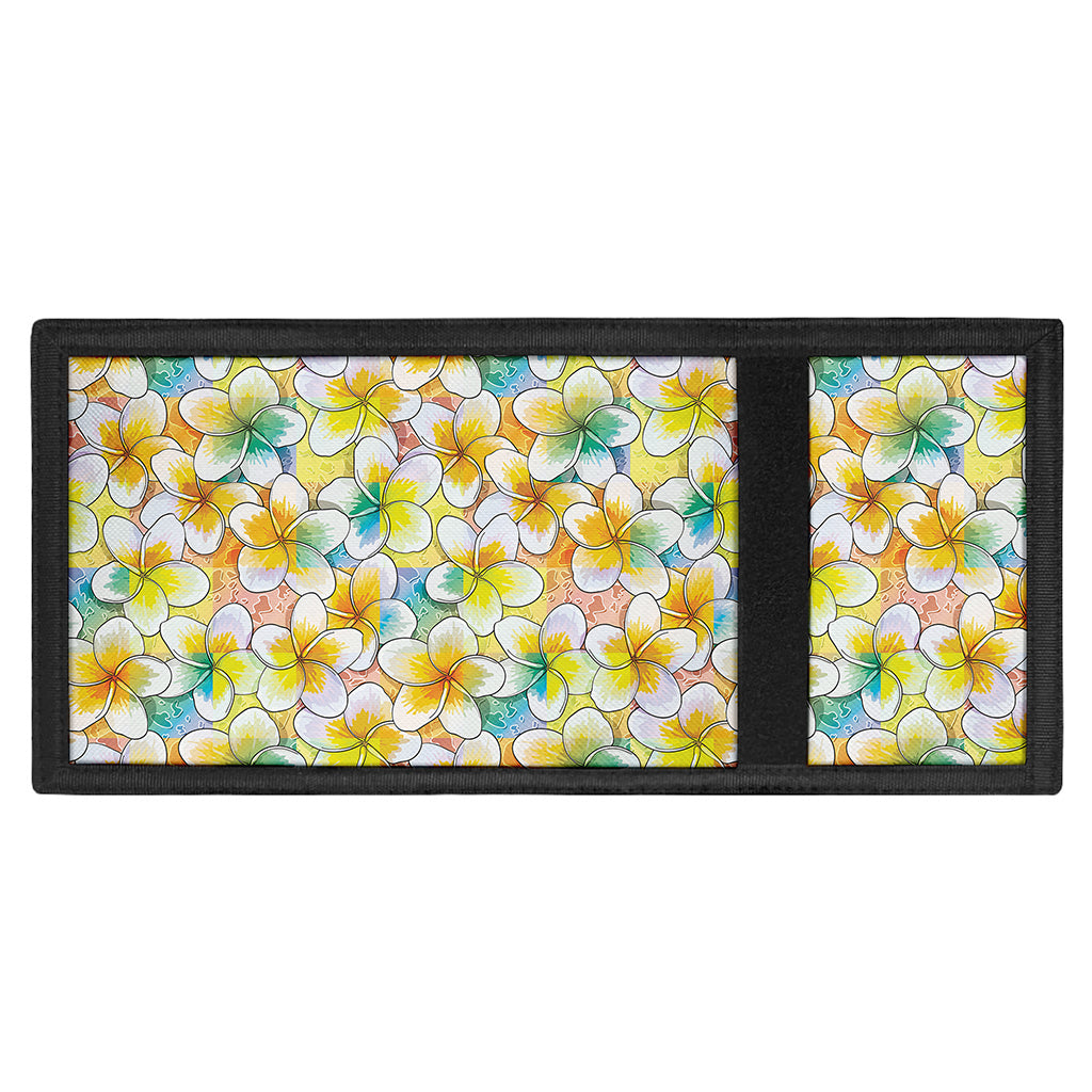 Colorful Frangipani Pattern Print Trifold Wallet