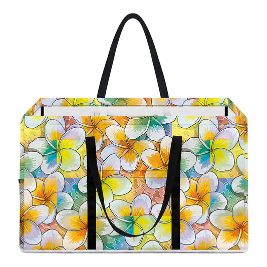 Colorful Frangipani Pattern Print Utility Tote Bag