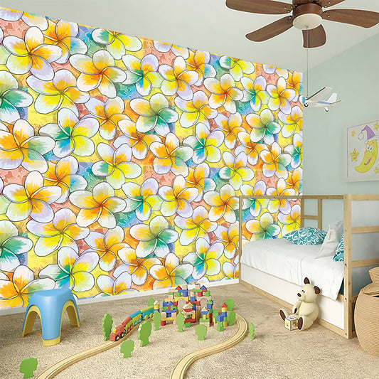 Colorful Frangipani Pattern Print Wall Sticker