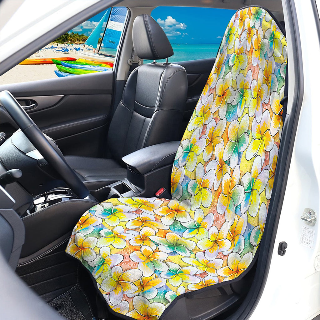 Colorful Frangipani Pattern Print Waterproof Car Seat Cover