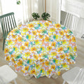 Colorful Frangipani Pattern Print Waterproof Round Tablecloth