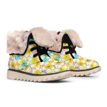 Colorful Frangipani Pattern Print Winter Boots