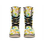 Colorful Frangipani Pattern Print Winter Boots