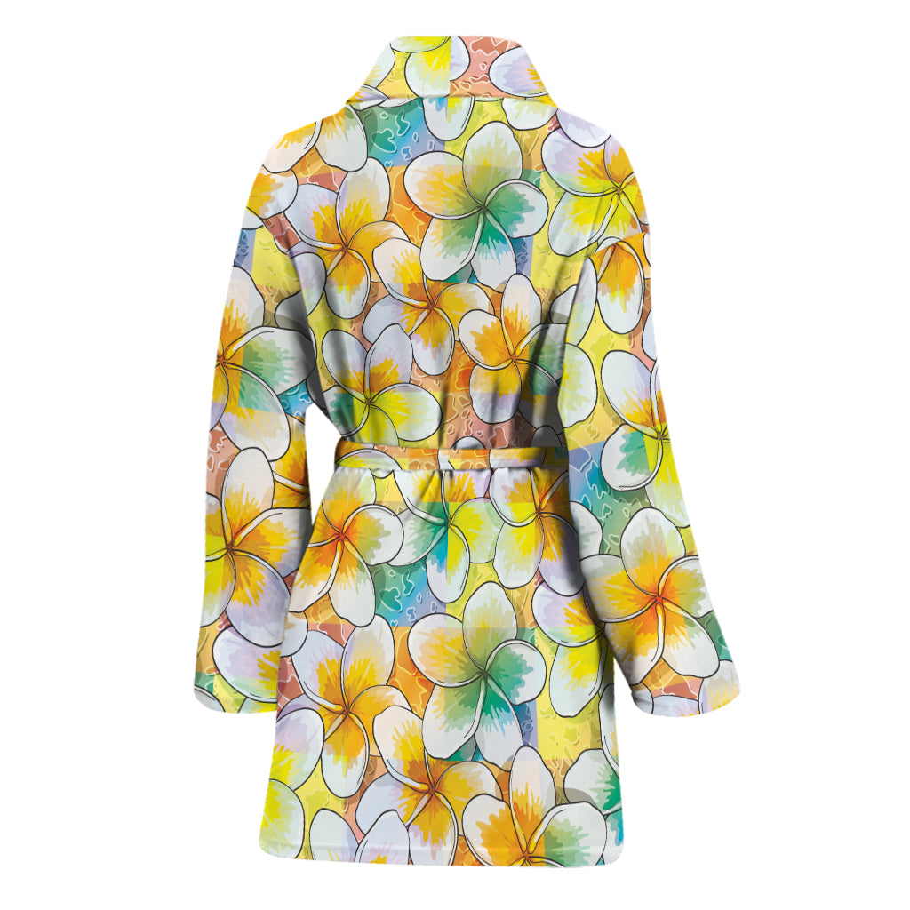 Colorful Frangipani Pattern Print Women's Bathrobe