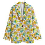 Colorful Frangipani Pattern Print Women's Blazer