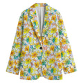 Colorful Frangipani Pattern Print Women's Cotton Blazer