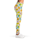 Colorful Frangipani Pattern Print Women's Leggings