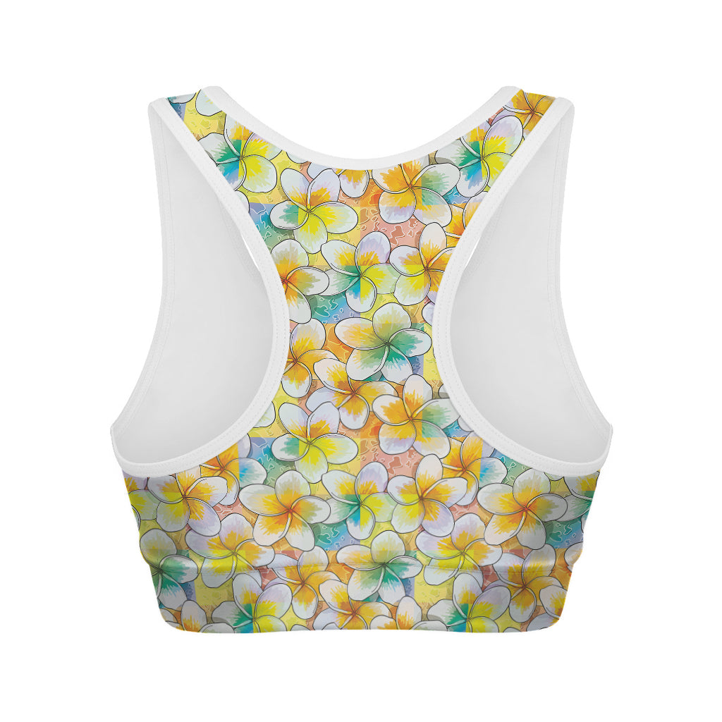 Colorful Frangipani Pattern Print Women's Sports Bra