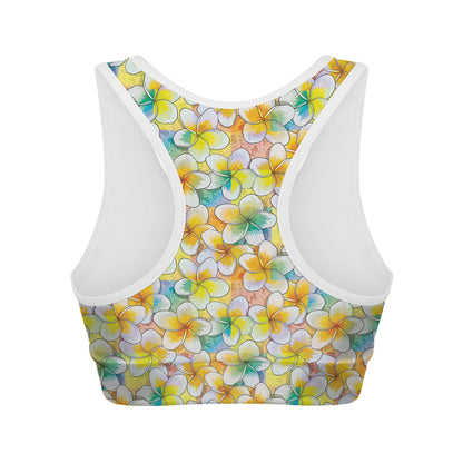 Colorful Frangipani Pattern Print Women's Sports Bra