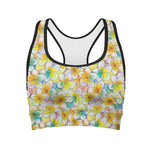 Colorful Frangipani Pattern Print Women's Sports Bra