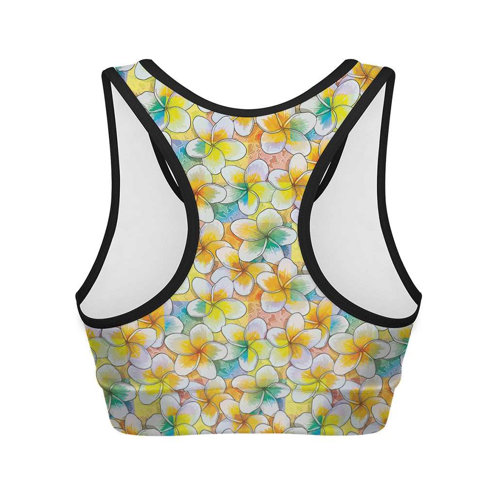 Colorful Frangipani Pattern Print Women's Sports Bra