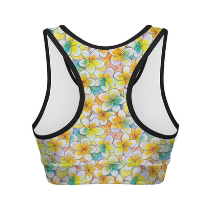 Colorful Frangipani Pattern Print Women's Sports Bra