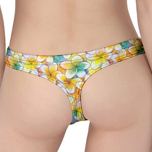 Colorful Frangipani Pattern Print Women's Thong