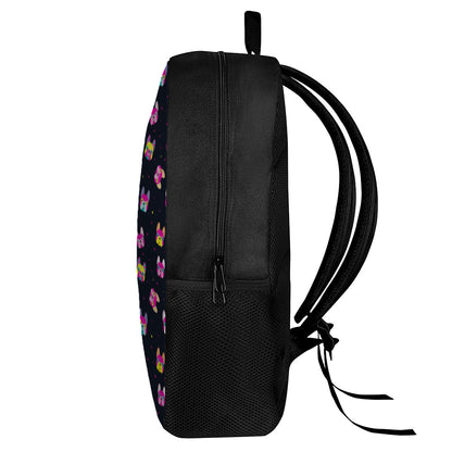 Colorful French Bulldog Print 17 Inch Backpack
