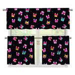 Colorful French Bulldog Print 3 Piece Kitchen Curtains