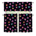 Colorful French Bulldog Print 3 Piece Kitchen Curtains
