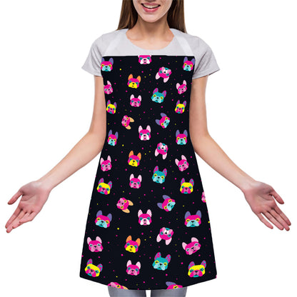 Colorful French Bulldog Print Adjustable Apron