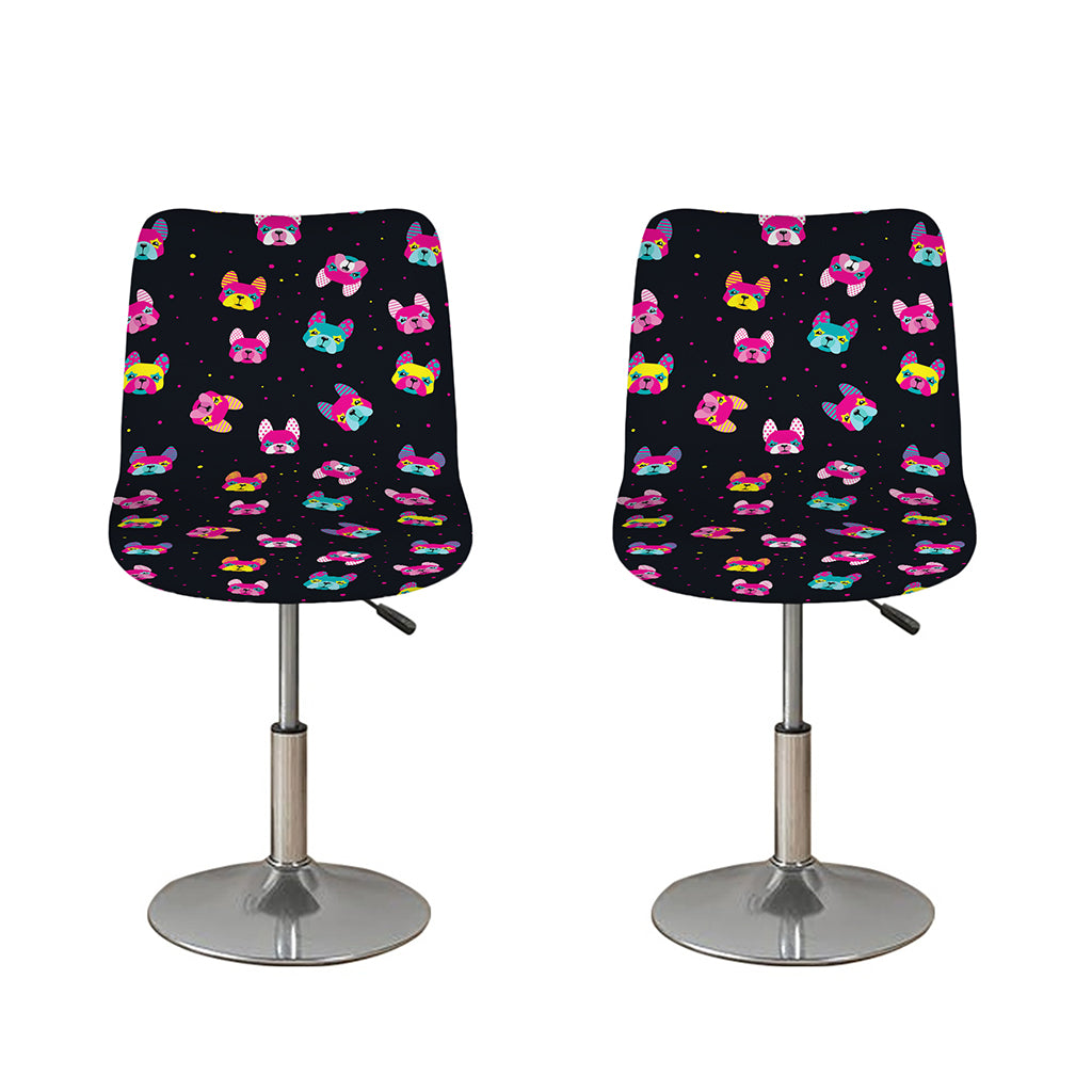 Colorful French Bulldog Print Bar Stool Covers