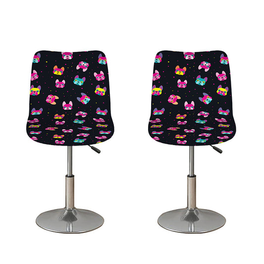 Colorful French Bulldog Print Bar Stool Covers