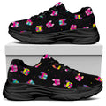 Colorful French Bulldog Print Black Chunky Shoes