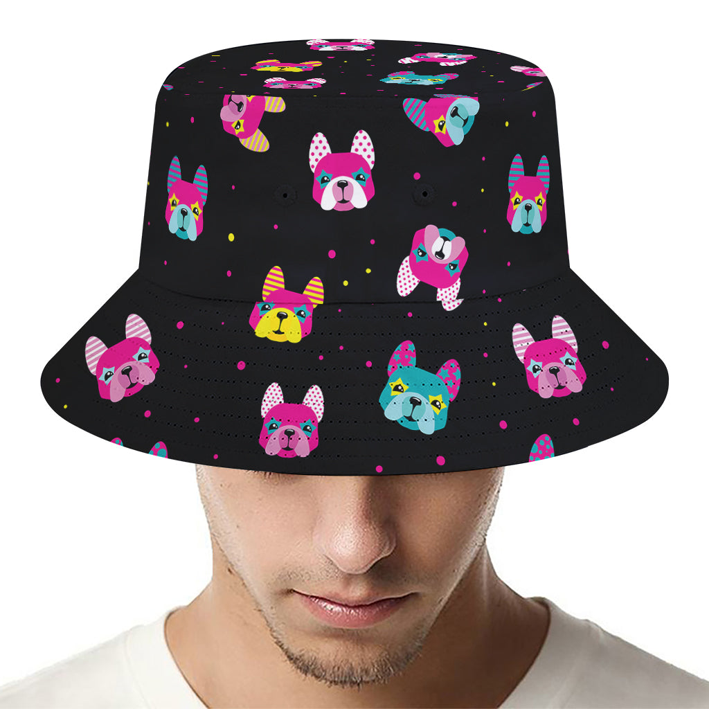 Colorful French Bulldog Print Bucket Hat