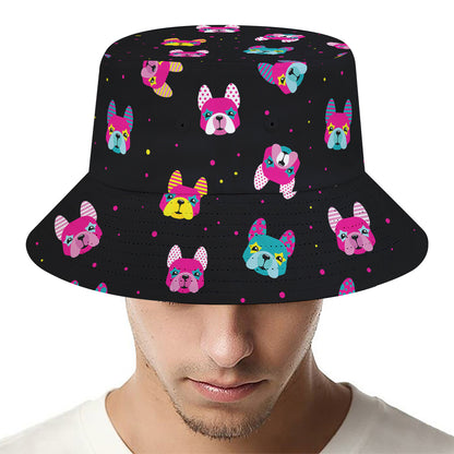 Colorful French Bulldog Print Bucket Hat