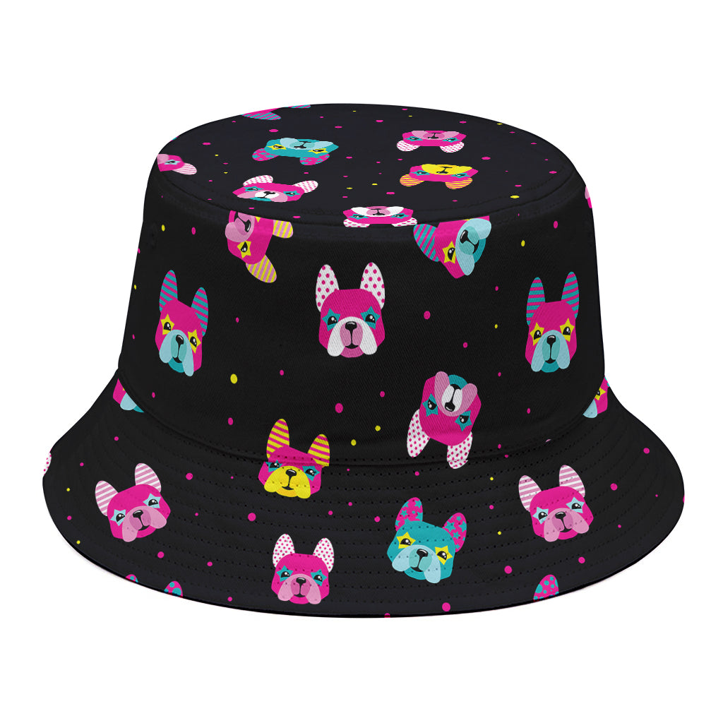 Colorful French Bulldog Print Bucket Hat