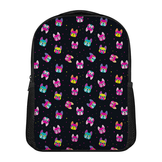 Colorful French Bulldog Print Casual Backpack