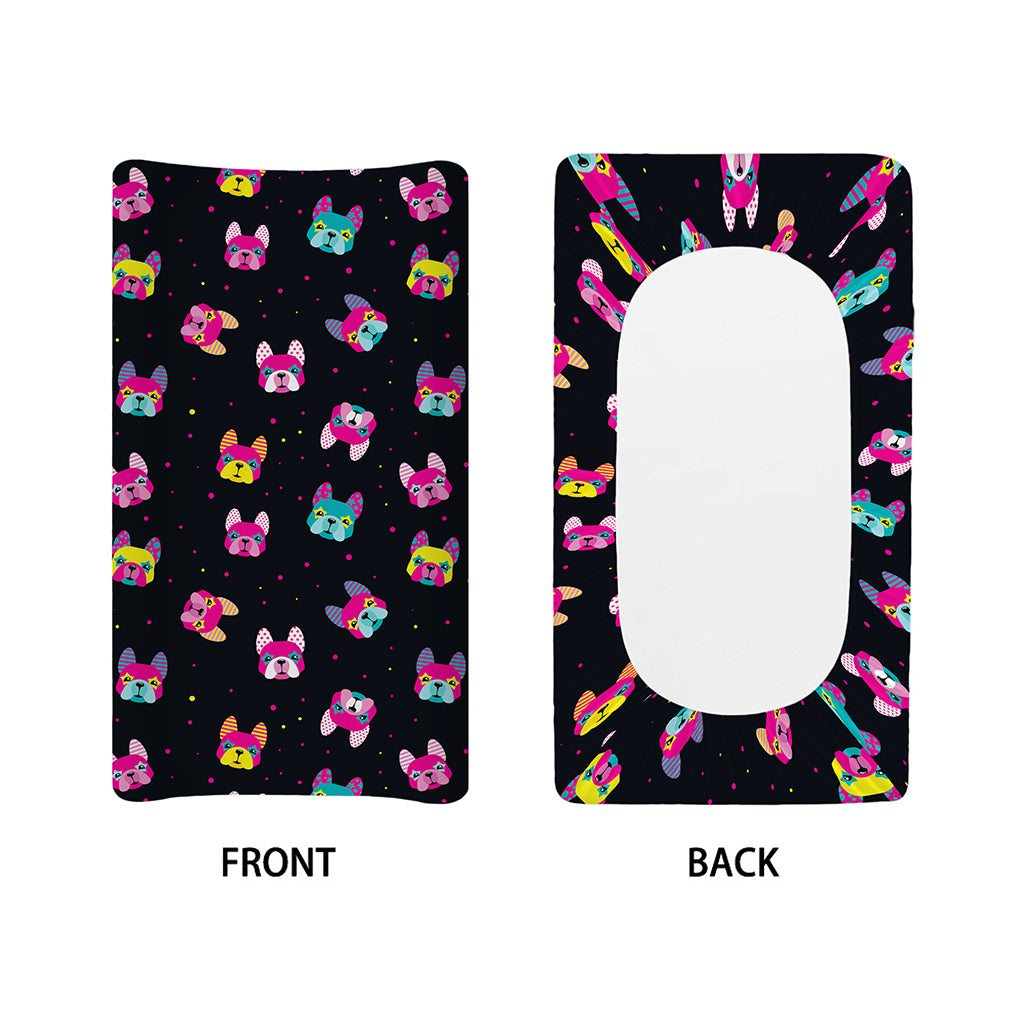Colorful French Bulldog Print Changing Pad Cover