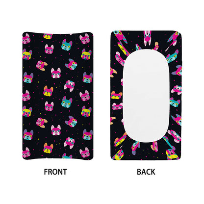 Colorful French Bulldog Print Changing Pad Cover