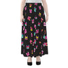 Colorful French Bulldog Print Chiffon Maxi Skirt