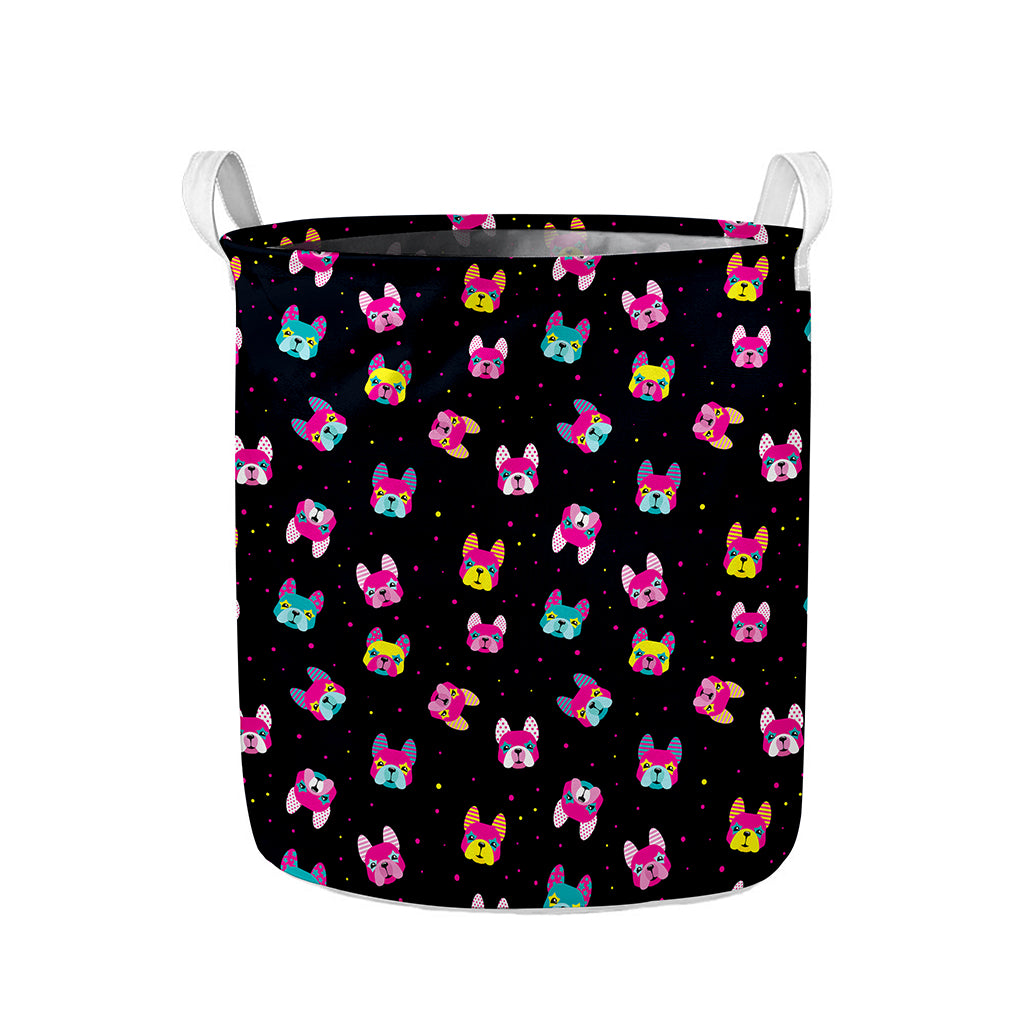 Colorful French Bulldog Print Collapsible Laundry Basket