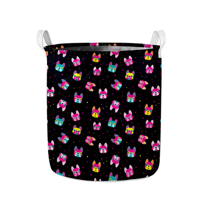 Colorful French Bulldog Print Collapsible Laundry Basket
