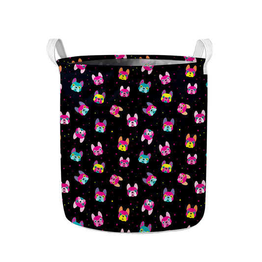 Colorful French Bulldog Print Collapsible Laundry Basket
