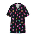 Colorful French Bulldog Print Cotton Hawaiian Shirt