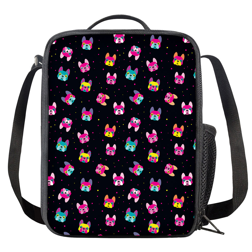 Colorful French Bulldog Print Crossbody Lunch Bag