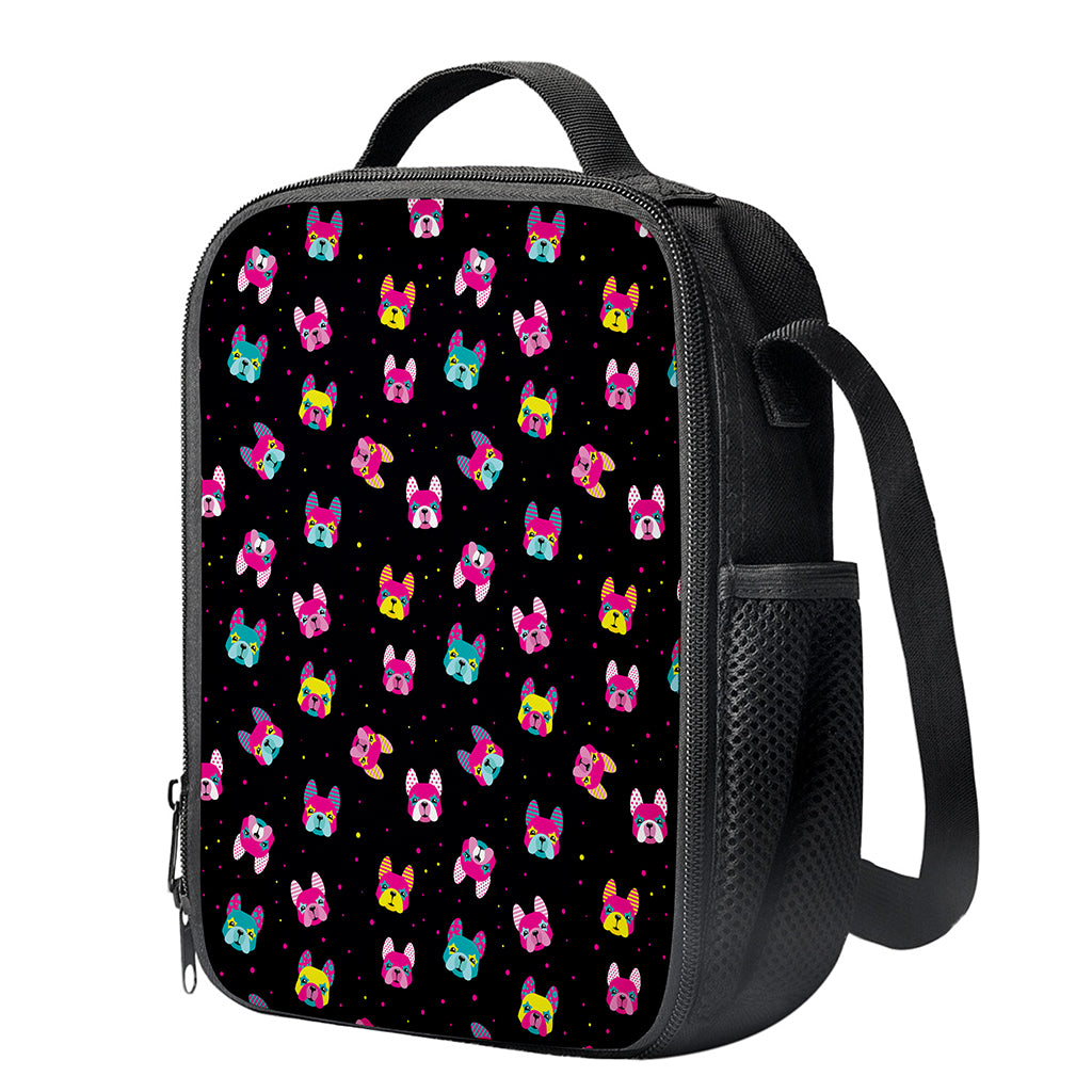 Colorful French Bulldog Print Crossbody Lunch Bag