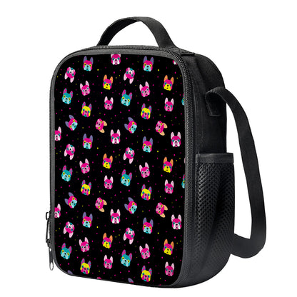 Colorful French Bulldog Print Crossbody Lunch Bag