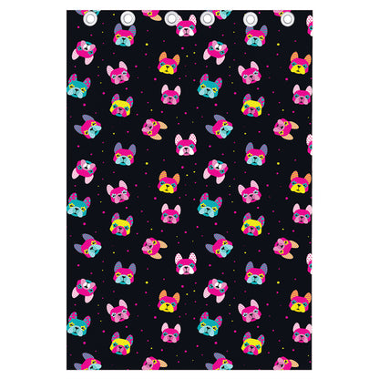 Colorful French Bulldog Print Curtain