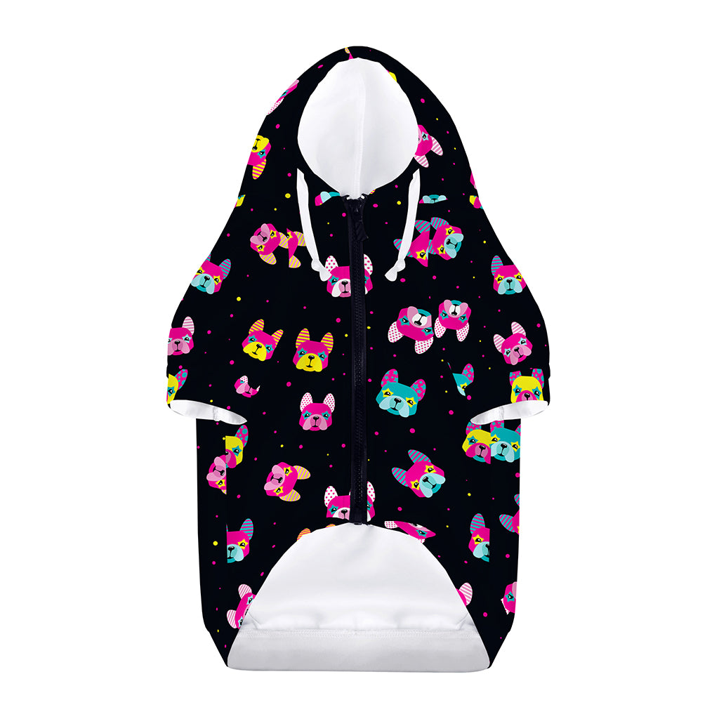 Colorful French Bulldog Print Dog Zip Up Hoodie