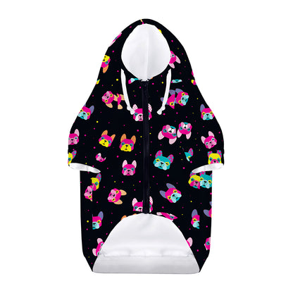 Colorful French Bulldog Print Dog Zip Up Hoodie