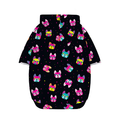 Colorful French Bulldog Print Dog Zip Up Hoodie