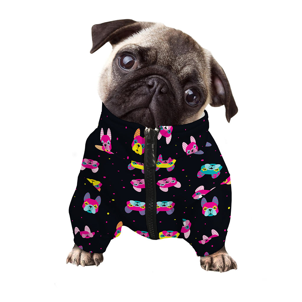 Colorful French Bulldog Print Dog Zip Up Jacket