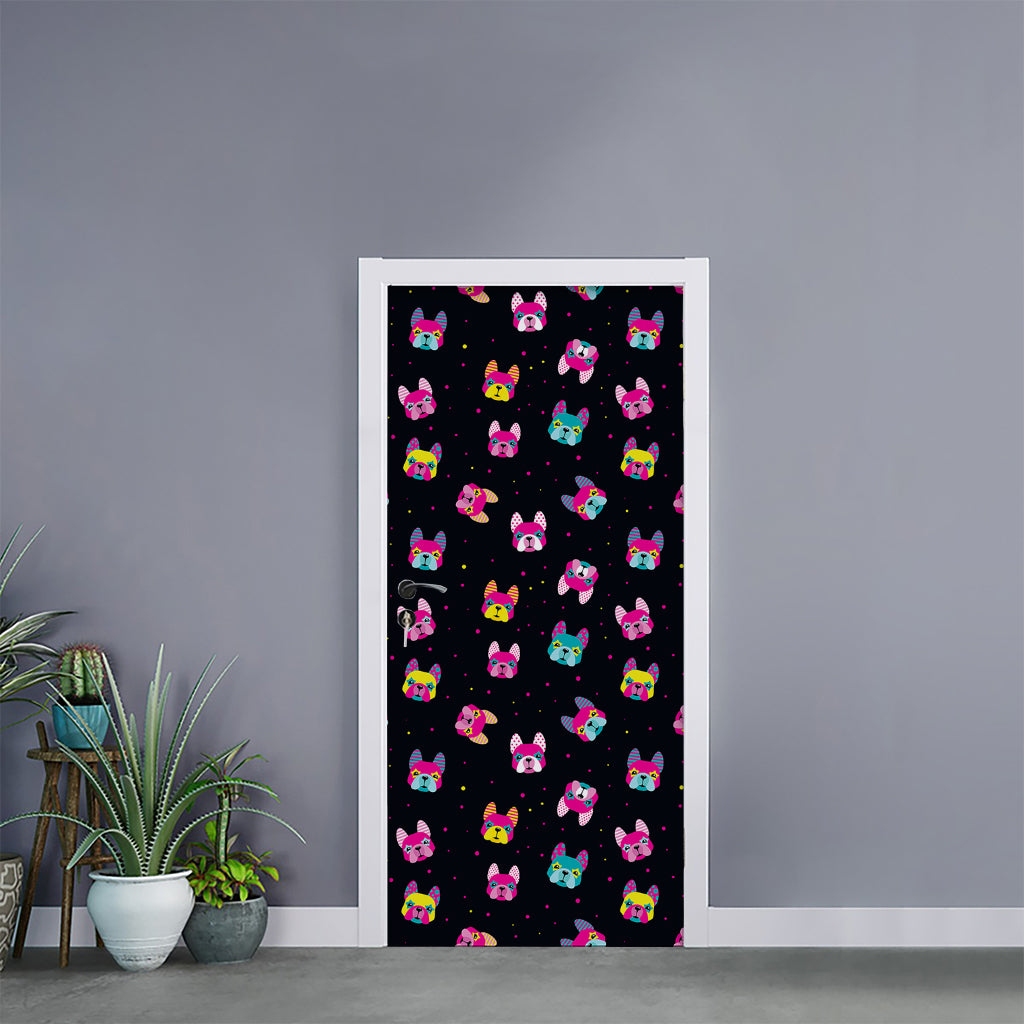 Colorful French Bulldog Print Door Sticker