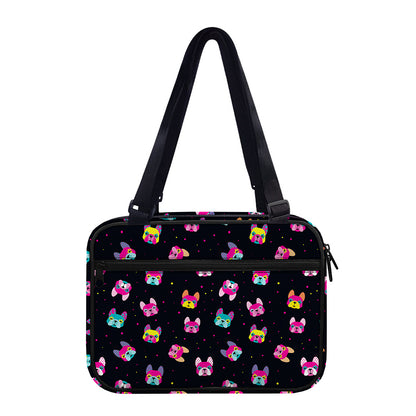 Colorful French Bulldog Print Double Strap Bible Bag