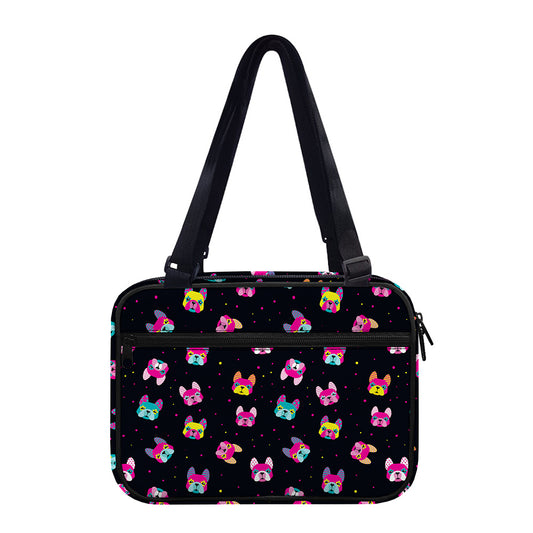 Colorful French Bulldog Print Double Strap Bible Bag