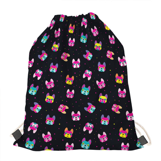 Colorful French Bulldog Print Drawstring Bag