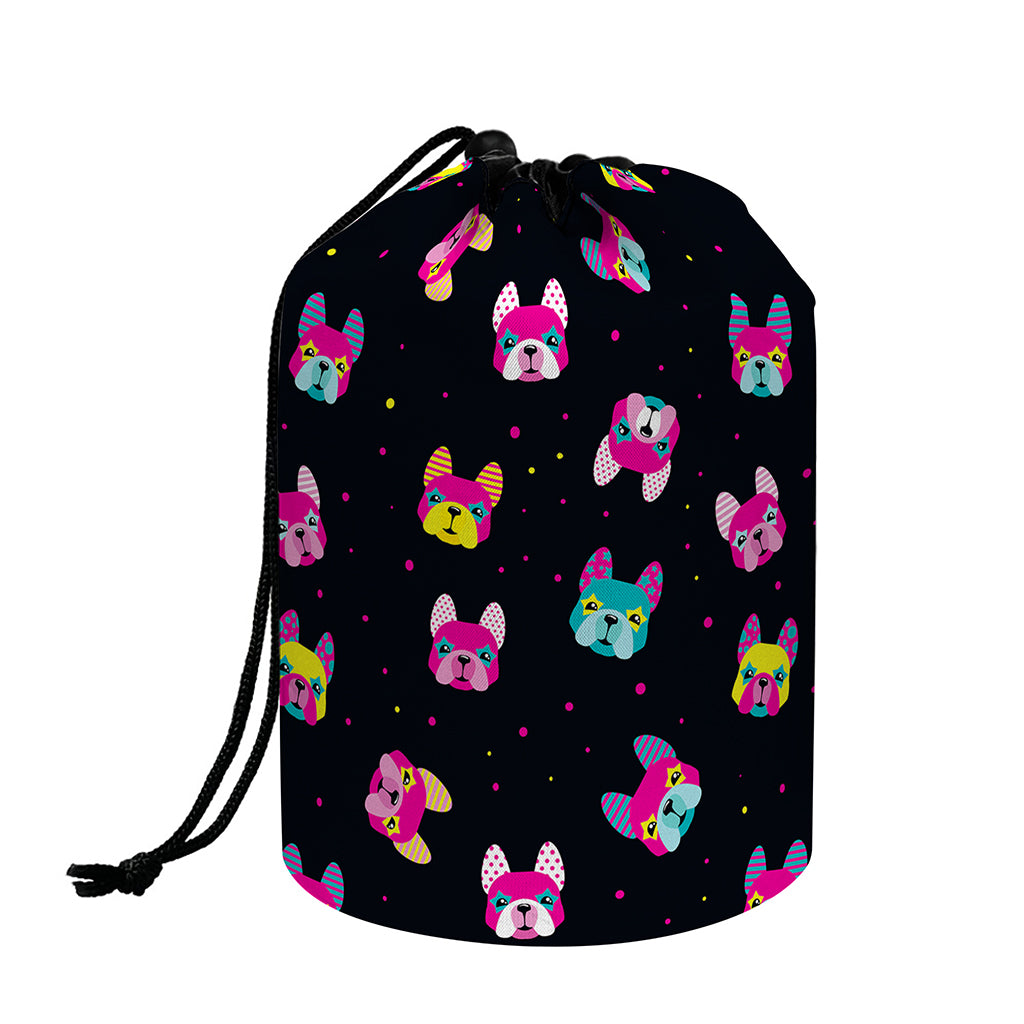Colorful French Bulldog Print Drawstring Makeup Bag