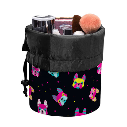 Colorful French Bulldog Print Drawstring Makeup Bag